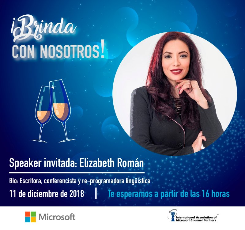 IAMCPMexico's tweet photo. 🥂 ¿Estás listo para brindar junto #Microsoft este 11 de diciembre? 🥂

Disfruta de la ponencia:  ¡Mujer, haz posible lo imposible! 

Y tú, ¿ya apartaste tu lugar? ¡Nos quedan pocos lugares! https://t.co/Jdw3lPyVeh