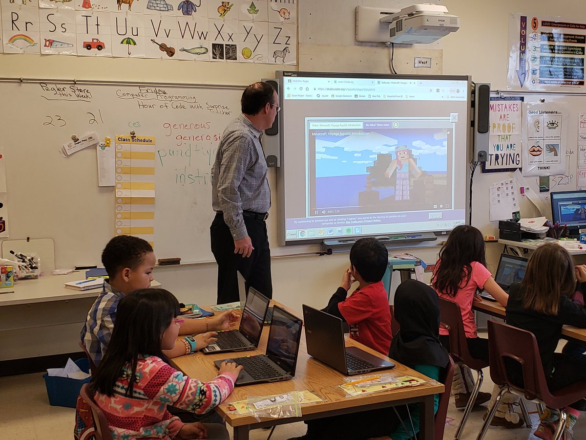 Thanks for joining us during the #HourOfCode Mr. Pegler! #d45KidsCode #d45learn4life <a href="/D45Stevenson/">Stevenson School</a>