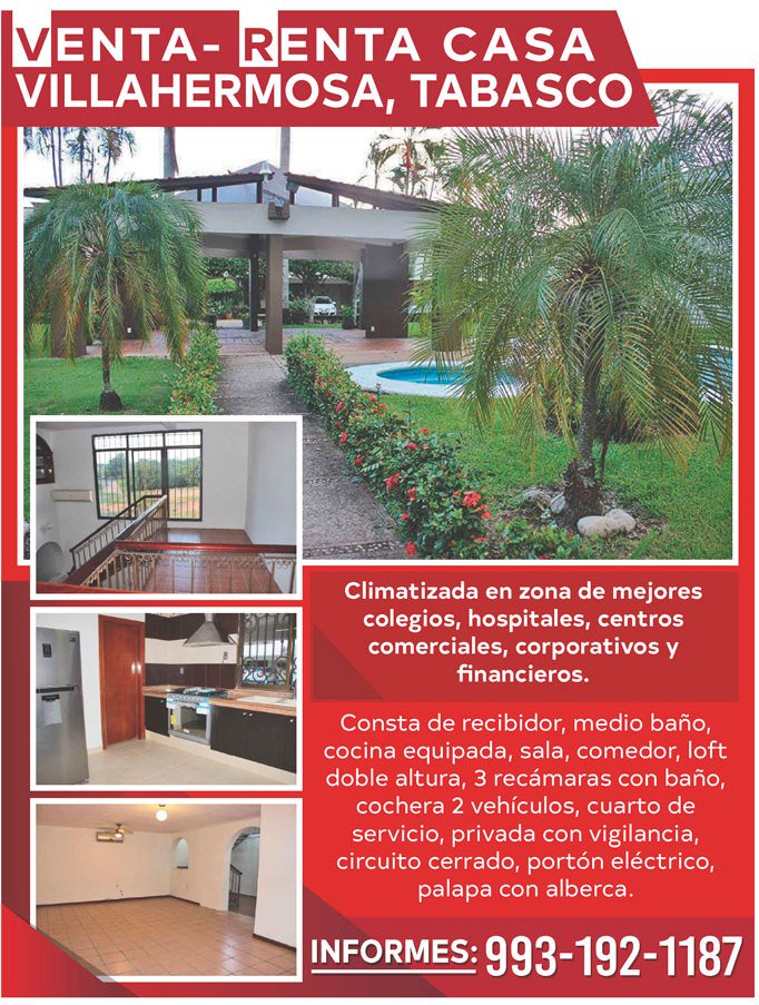 Comproyvendoen's tweet photo. VENTA-RENTA CASA
Climatizada en zona de mejores colegios, hospitales, centros comerciales, corporativos y financieros. Recibidor, medio baño, cocina equipada, 3 recamaras con baño, cochera 2 vehículos, cuarto de servicio, palapa con alberca.
📞☎️ 9931921187 https://t.co/3Euxe9106P