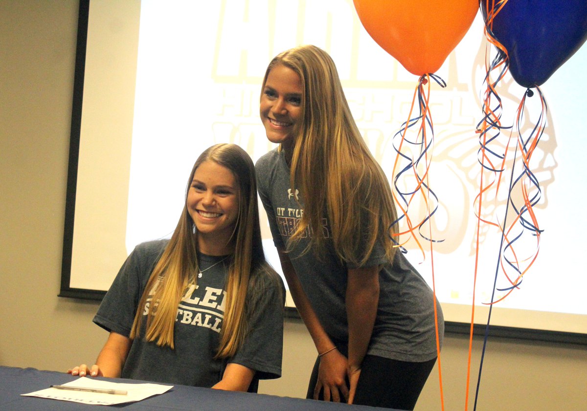Congratulations to Airline All-Parish softball player Makenzie Chaffin on signing with the University of Texas-Tyler. Here she is with her sister Raelin at the signing ceremony Friday