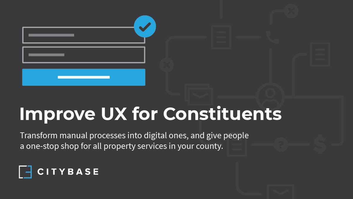 CityBaseInc's tweet photo. Are you currently offering a simple, intuitive, and secure #UX experience for property owners in your #city? Learn more about our property services offering here https://t.co/mjJV50hPls
#UserExperience #GovTech #PropertySolution https://t.co/EzcCVi6s9Q