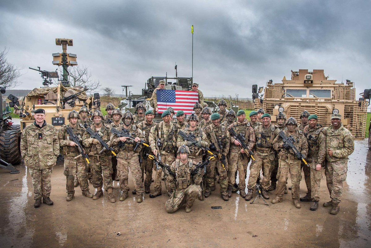 ArmyAEWE's tweet photo. #AWE18 - US Army A Co/1-29 EXFOR and 42 Cdo RM composite platoon, along with Maneuver Battle Lab Staff call ‘ENDEX’ at Copehill Down MOUT site. See them next week at the Visitors Days for their insight and experiences operating the latest cutting edge commercial robotics. https://t.co/BEtAcvOkhJ