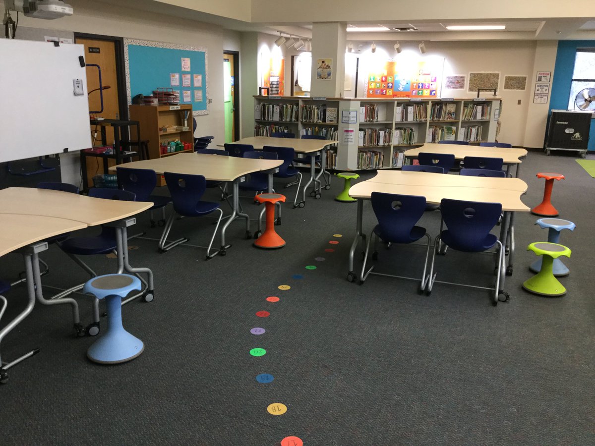 Surprise! The @A2Steam library got new furniture today! First graders in Mrs. Masdon's class were the first to try it out and they loved it! Thank you, <a href="/DawnLinden1/">Dawn Linden</a>!! Looks beautiful and it's so easy to move, we can learn in so many ways! <a href="/AAPSFRLibs/">AAPS Future Ready Libraries</a>