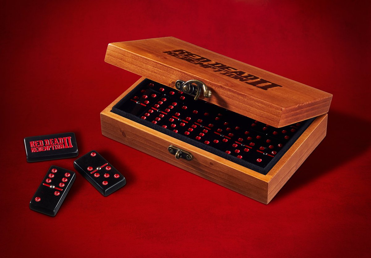 Retweet for a chance to win the #RDR2 Domino Set. 
Lined with plush padded felt, this 28 piece domino set comes in a fire-branded, hinged wooden carrying box. 

Rules: socialclub.rockstargames.com/events/9phydoQ…