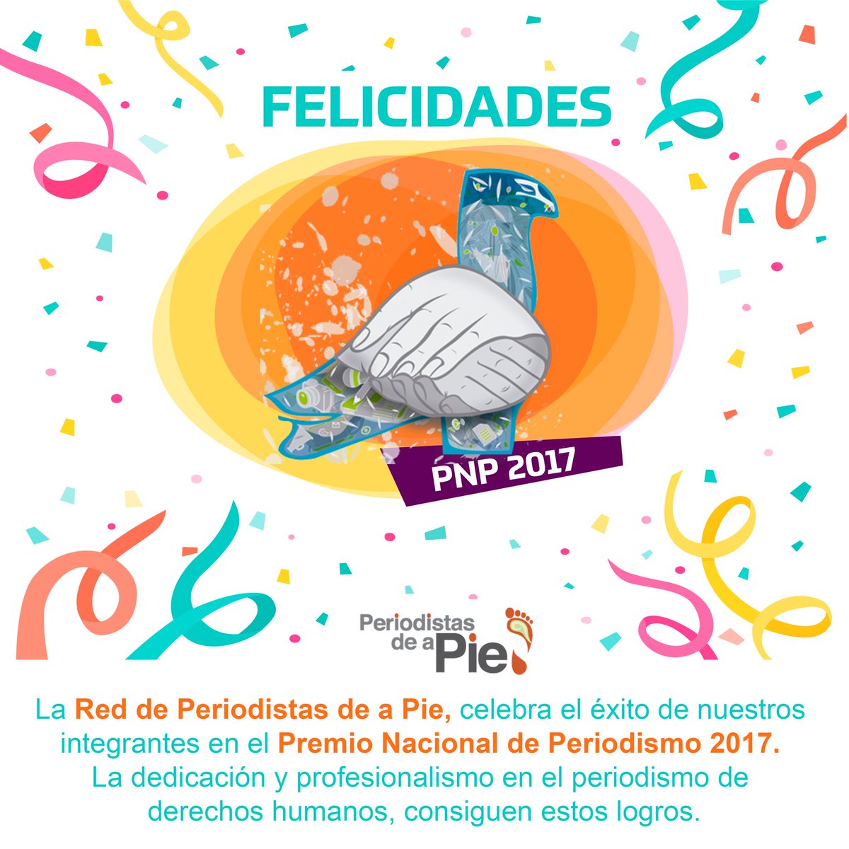 periodistasapie's tweet photo. Muchas felicidades a todas y todos los ganadores del #PremioNacionaldePeriodismo https://t.co/Ck6EJhQS6Y