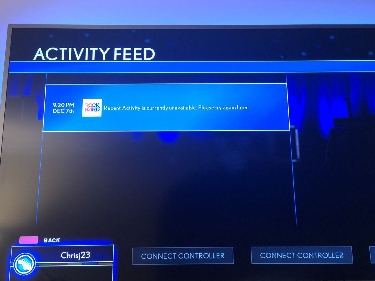 ChrisJones10's tweet photo. @RockBand please help me! It’s been like this for a while! Anything that needs a connection doesn’t work but my internet and Xbox live is working fine. What do you suggest? https://t.co/0a5duJ7omx