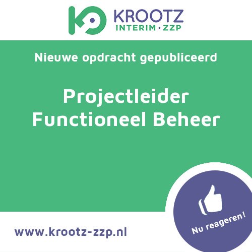 BanenGemeente's tweet photo. KROOTZ ZZP | Nieuwe opdracht: Projectleider Functioneel Beheer - Reageer snel! https://t.co/05HjmTnZ23 #zzp #freelance #interim #krootz https://t.co/jCrKejmz50