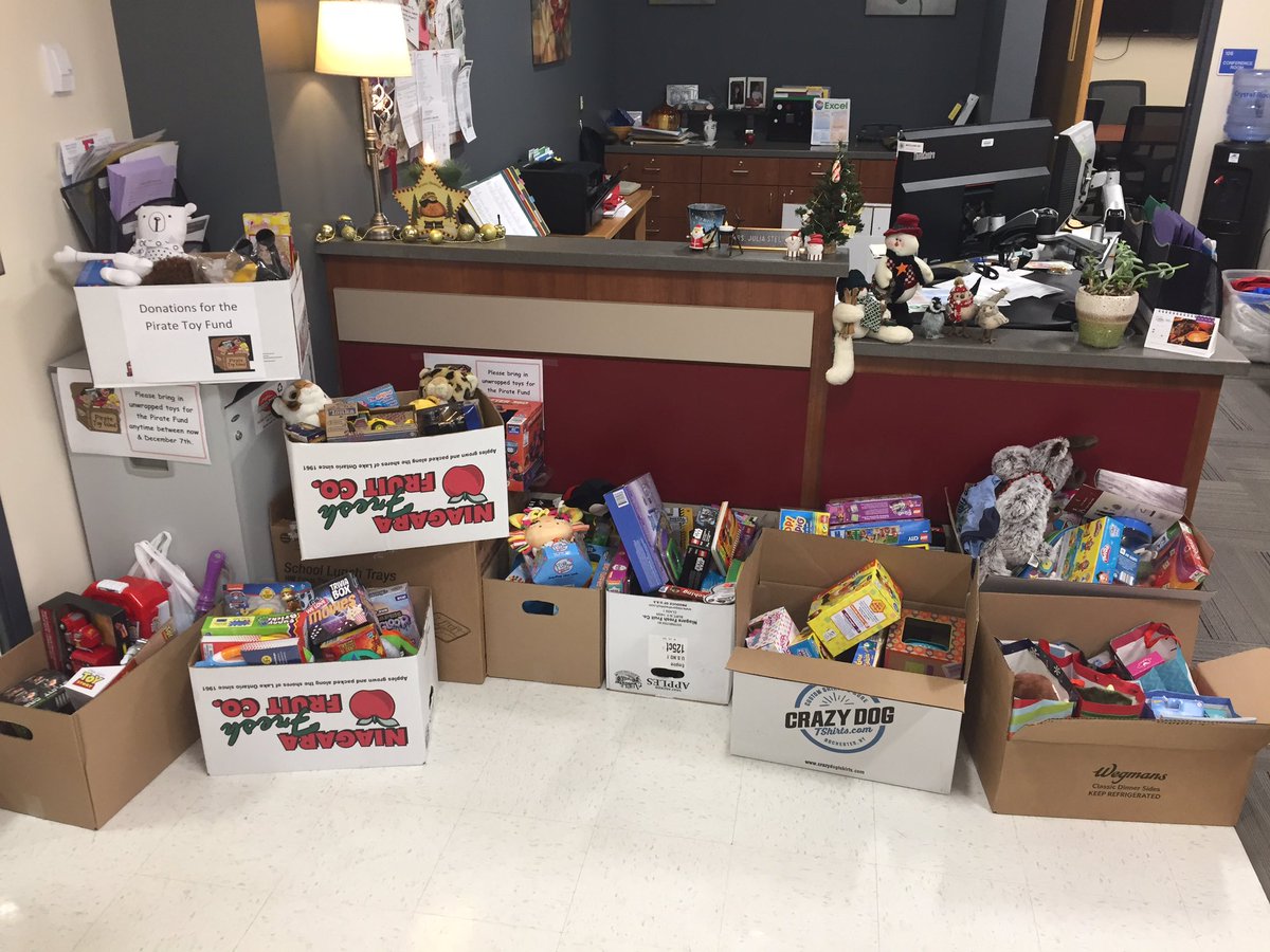 fairport_high's tweet photo. FHS giving back to the Pirate Toy Fund. We are donating a lot of toys which will bring lots of smiles for children in need. #raidernationmakeadifference https://t.co/jMTCdtP5oZ