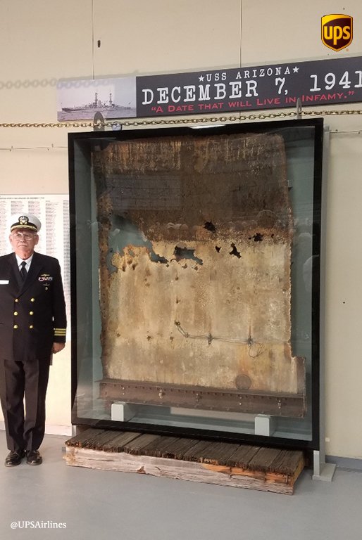 Earlier this year, <a href="/UPSAirlines/">UPS Airlines</a> &amp; <a href="/goglobalhawaii/">Go Global Hawaii</a> moved an 800lb. piece of the USS Arizona from Honolulu, HI to Amarillo, TX. Today, a dedication ceremony took place at 12:53 p.m. - the same time #PearlHarbor was attacked (8:53 a.m. plus five adjusted for Amarillo time). 🇺🇸