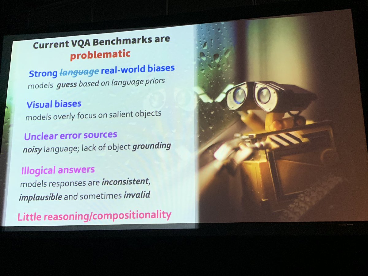 RahelJhirad's tweet photo. #NeurIPS0218 @chrmanning so many things look right , but also go wrong in vqa https://t.co/vmPAzzpheV