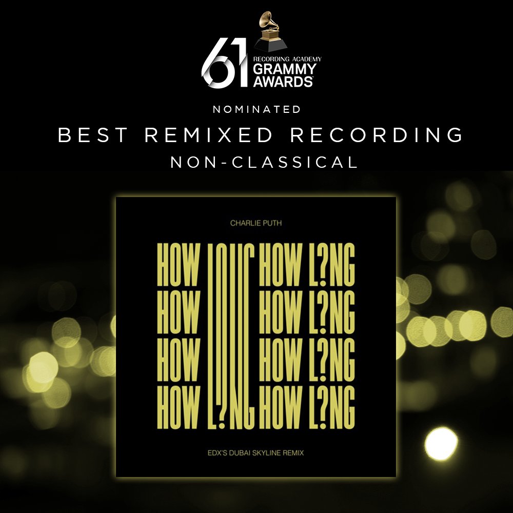 Just touched down in Atlanta to the most amazing news. I’ve been nominated for a GRAMMY! Best Remixed Recording for my boy <a href="/charlieputh/">Charlie Puth</a>! I can’t believe it guys, thank you!!! 💛🙏🏻 #EDX #NoXcuses #HowLongRemix