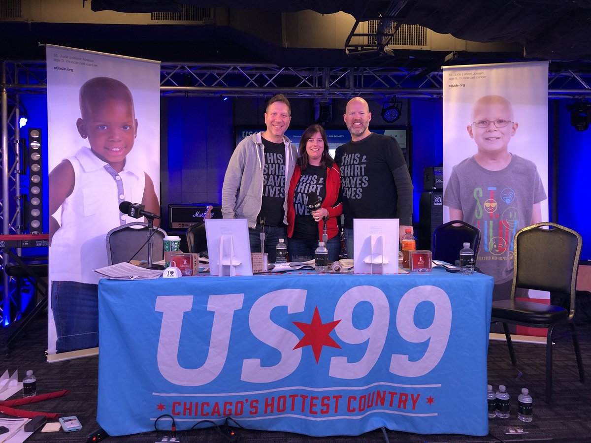 TrishBiondo's tweet photo. So much fun! Such a great cause. Honored to be @US99Chicago for the @StJude radiothon!! #ThisShirtSavesLives https://t.co/Hwk4iFquRR