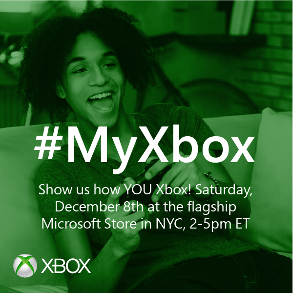 XboxAmbassadors's tweet photo. Hey #XboxAmbassadors! In New York City? Show us how you Xbox by stopping by the flagship @Microsoft Store on December 8th from 2-5 PM ET for the #MyXbox holiday party. BONUS - hang out with the event host @One3OneKing! https://t.co/zOn4DjFX9U