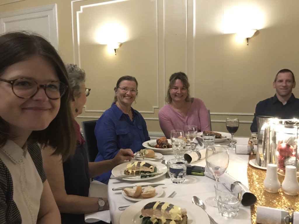 ancientchildren's tweet photo. Awesome conference dinner last night. The best conclusion to an awesome meeting. Thank you @KDomett #ASHB2018 has been a blast @judith45182581 @DebraSJudge @SurvivlOTFitted @BioanthBehie @bioanth_pal @AusHumanBiology https://t.co/1iFVKvI5Qw