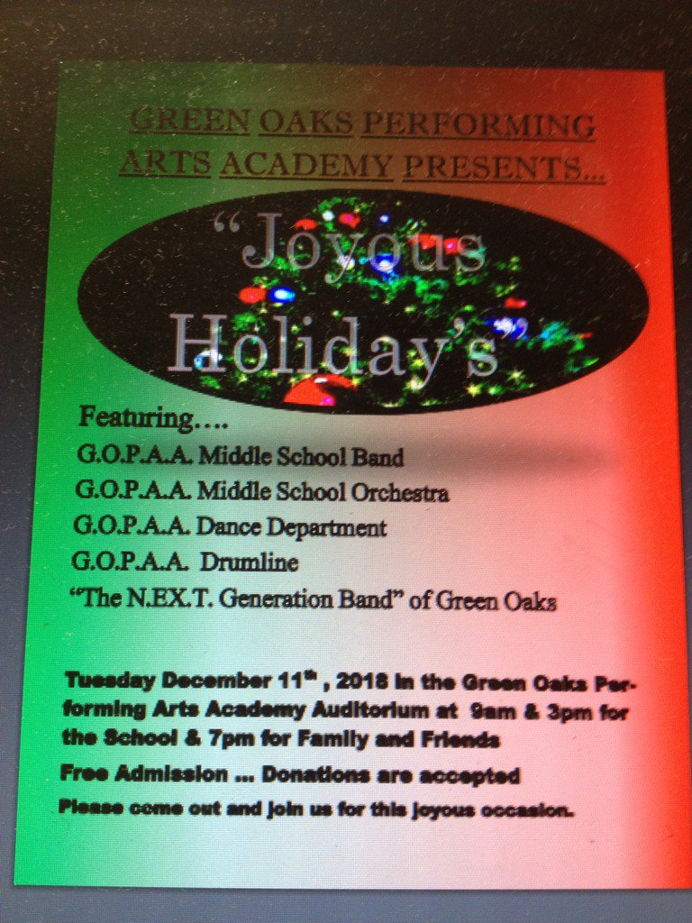 GOPAA Christmas Program-December 11, 2018-7pm-GO Auditorium-FREE Admission (DONATIONS are accepted) Please support!