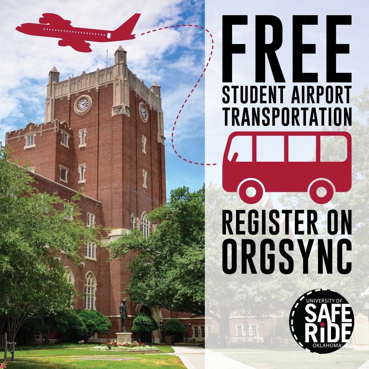 SafeRideOU's tweet image. Don't forget to register for your free ride to Will Rogers Airport here: orgsync.com/134693/events/…