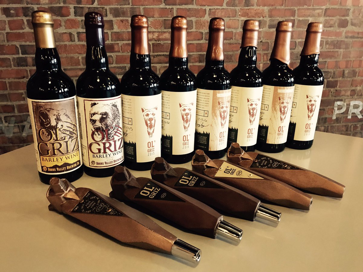 Boonevalleybrew's tweet photo. 5 versions on tap and the 2018 OL' Griz bottle release tomorrow! (with a few from our cellar available too!) https://t.co/iLNV7z41KP