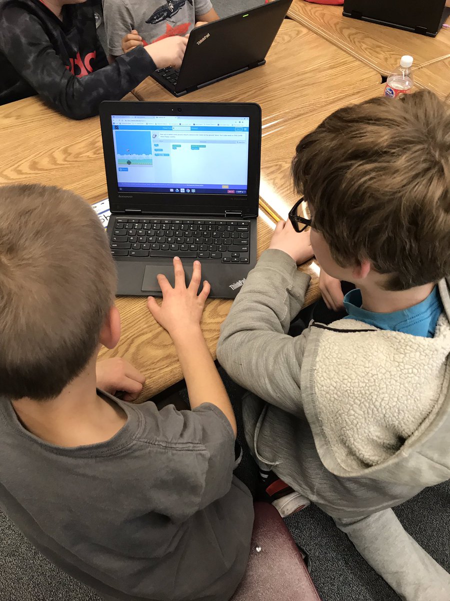 My 5th graders teaching their 2nd grade buddies #coding during #hourofcode is giving me all the feels!! @FredPrincipal