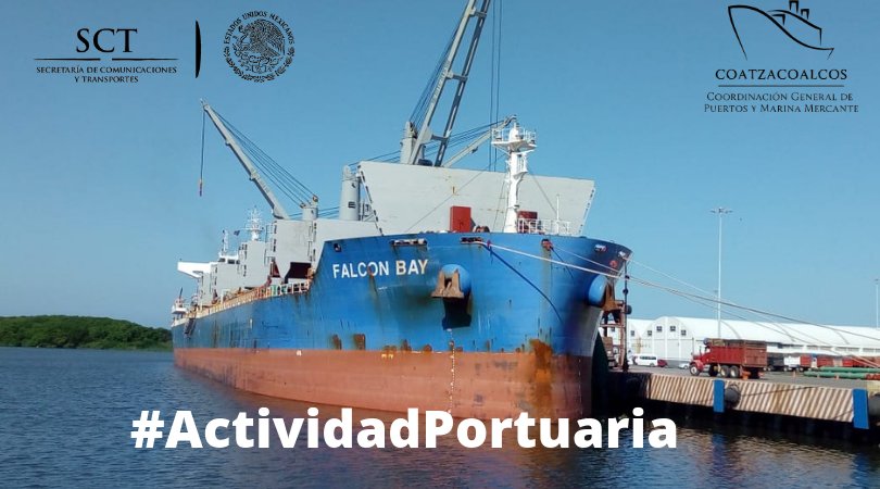 coatzaport's tweet photo. B/M FALCON BAY 
Recientemente descargó 13 800 tons. de fertilizante para uso agrícola en el muelle 1p.
#ActividadPortuaria #PuertosEnMovimiento #Importación #CGMPP
@SCT_mx @Puertos_Mx https://t.co/CCAzaVnatr
