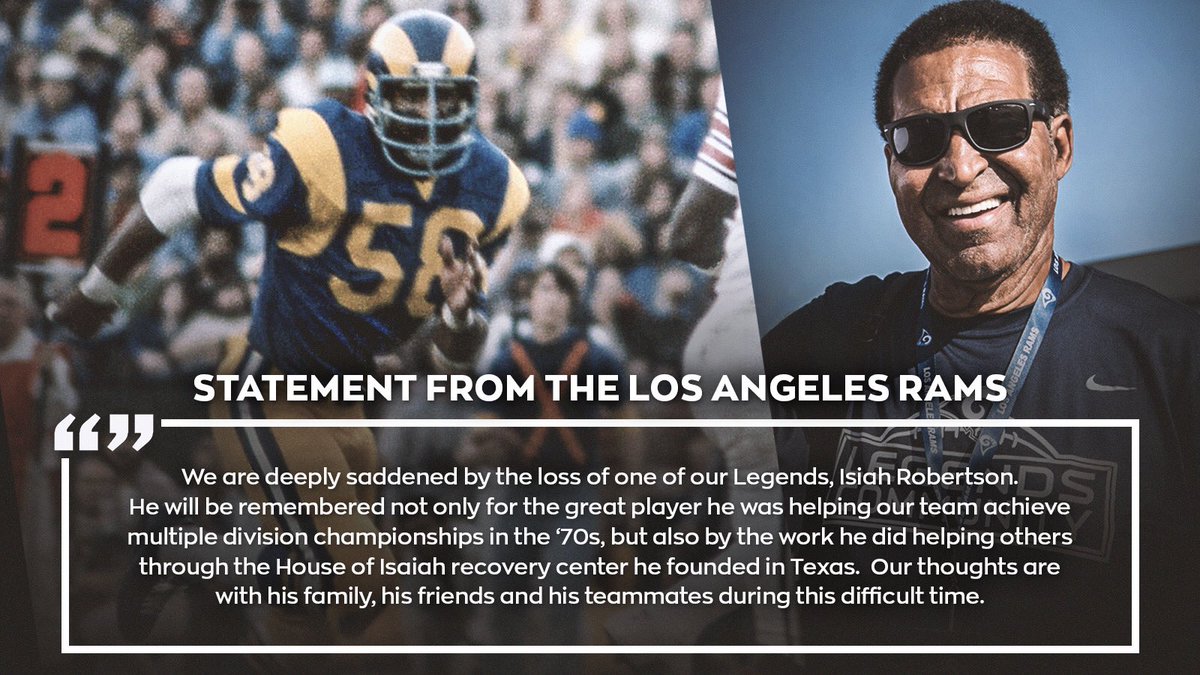 We are deeply saddened by the passing of #LARams Legend Isiah Robertson., image size:1200x675
