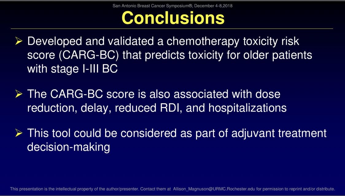 Mina S. Sedrak (@minasedrakmd) on Twitter photo <a href="/ArtiHurriaMD/">ArtiHurriaMD</a> new, validated chemotherapy toxicity risk score for older adult with breast cancer getting neo/adj tx. It predicts toxicity! Associated with dose reduction, dose delay, reduced RDI, and hospitalization. A big win for #GeriOnc! <a href="/myCARG/">Cancer and Aging Research Group (CARG) #GeriOnc</a> <a href="/DrAllisonMags/">Allison Magnuson, DO, MS</a> <a href="/ArtiHurriaMD/">ArtiHurriaMD</a> new, validated chemotherapy toxicity risk score for older adult with breast cancer getting neo/adj tx. It predicts toxicity! Associated with dose reduction, dose delay, reduced RDI, and hospitalization. A big win for #GeriOnc! <a href="/myCARG/">Cancer and Aging Research Group (CARG) #GeriOnc</a> <a href="/DrAllisonMags/">Allison Magnuson, DO, MS</a>
