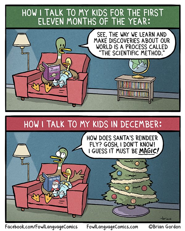 fowlcomics's tweet photo. We're all about the scientific method- for about 11 months of the year. 
Bonus Panel: https://t.co/56JCVstjWx https://t.co/aH2b8s6m48