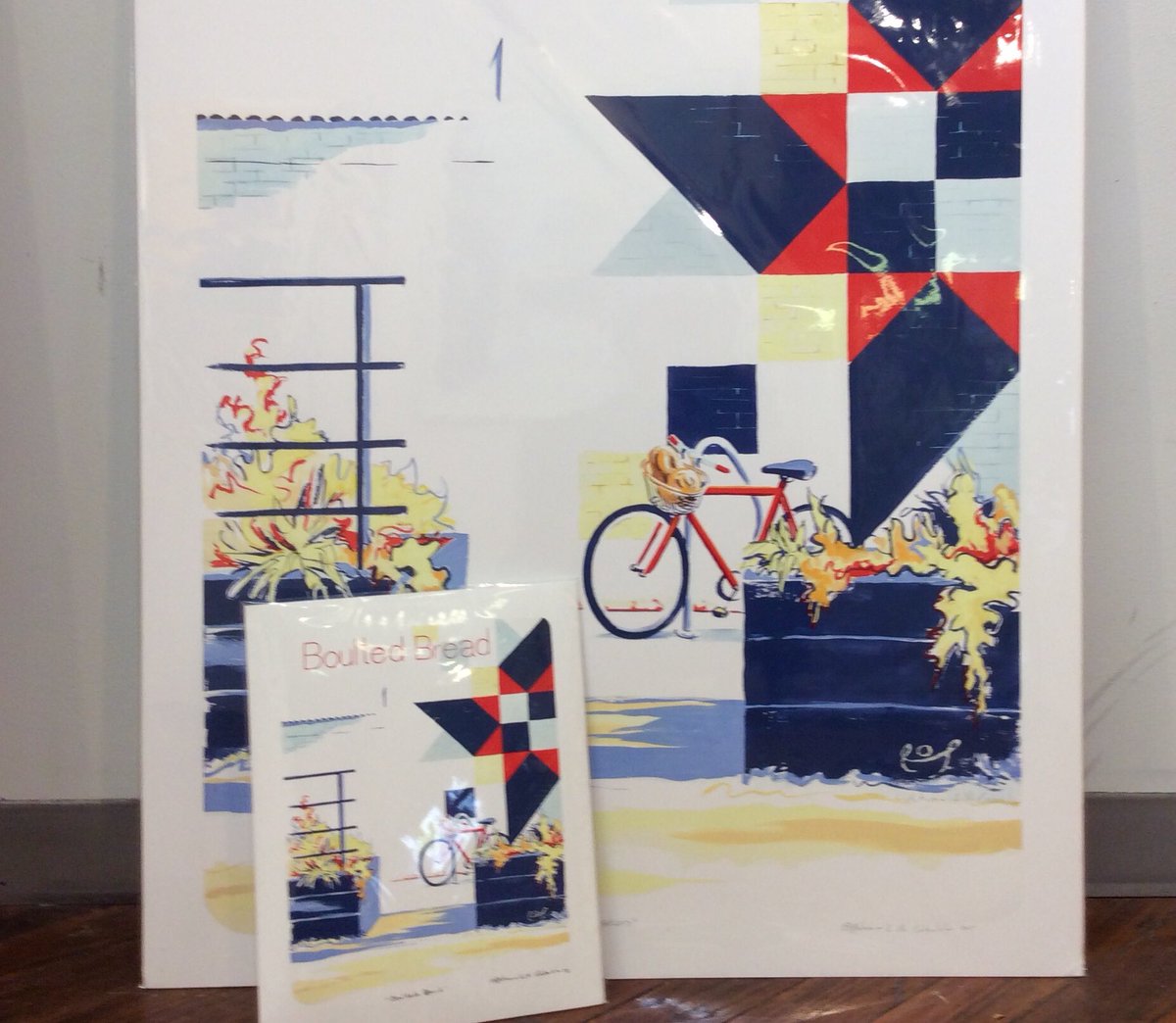 greenwayartist's tweet photo. Several folks have asked, and I’m pleased to report that I now have 11x14 prints of my ode to “Boulted Bread”.  #boultedbread #rightoffthegreenway #downtownraleigh #bikeart @BoultedBread @artspacenc https://t.co/IBKX2KB9CG