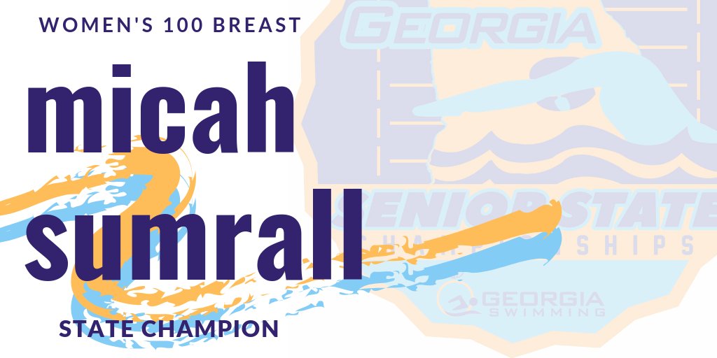 GA_Swimming's tweet photo. Women 100 Breaststroke
🥇Micah Sumrall (GOLD) 1:00.37
🥈Thien-An Maynard (SPAC) 1:04.11
🥉June Phang (SA) 1:04.54
#GAseniorstatechamps18 https://t.co/mhhd9sj722