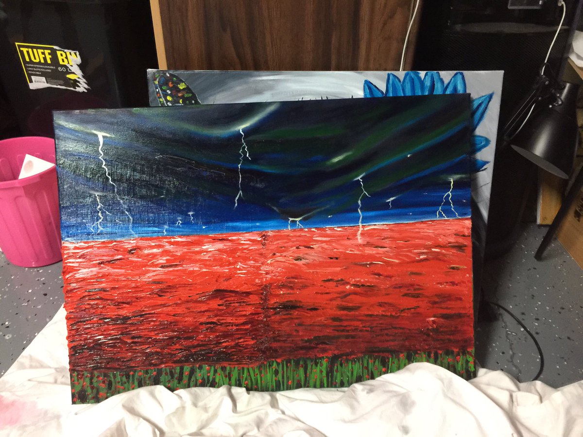 Beginning to look a little stormy, in my poppy fields. Just needs some butterflies, and a little time to dry 🎼..#art #oilpaintings #oil #painting #lightning #poppyfields #rememberancedaypainting #LestWeForget #artworks #flower #landscape #anorexiawarrior #australianartist