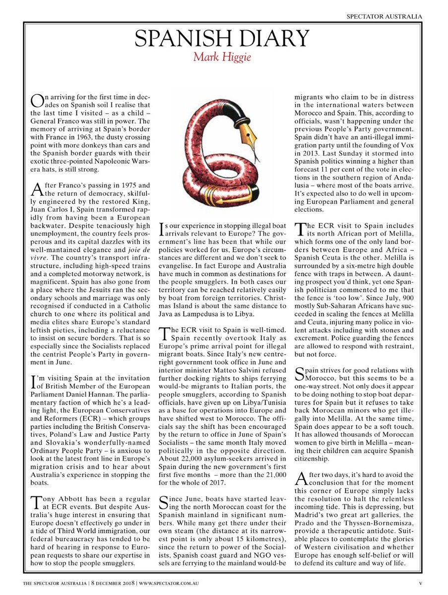Spain under the Socialists now Europe’s prime arrival point for illegal migrants. More arrived during their first first 5 months than in 2017. My column in latest @SpectatorOz @DouglasKMurray @anntaver @KosmaZlotowski @lydangle @ecrgroup @rowandean @JohnOSullivanNR @JEyal_RUSI