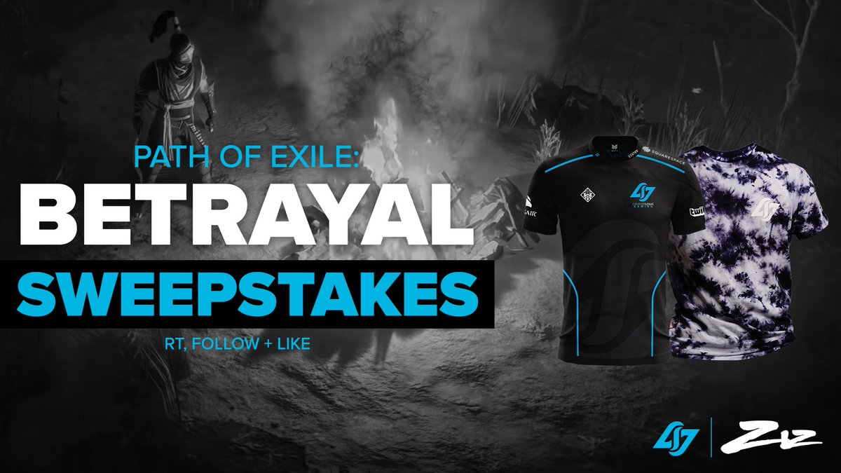 The race is on for <a href="/Zizaran/">Zizaran 🇳🇴</a> in Path of Exile: Betrayal! We're giving away CLG Zizaran jerseys and CLG shirts to celebrate the new POE expansion!

RT + Enter Here:
clg.am/ZizaranBetraya…