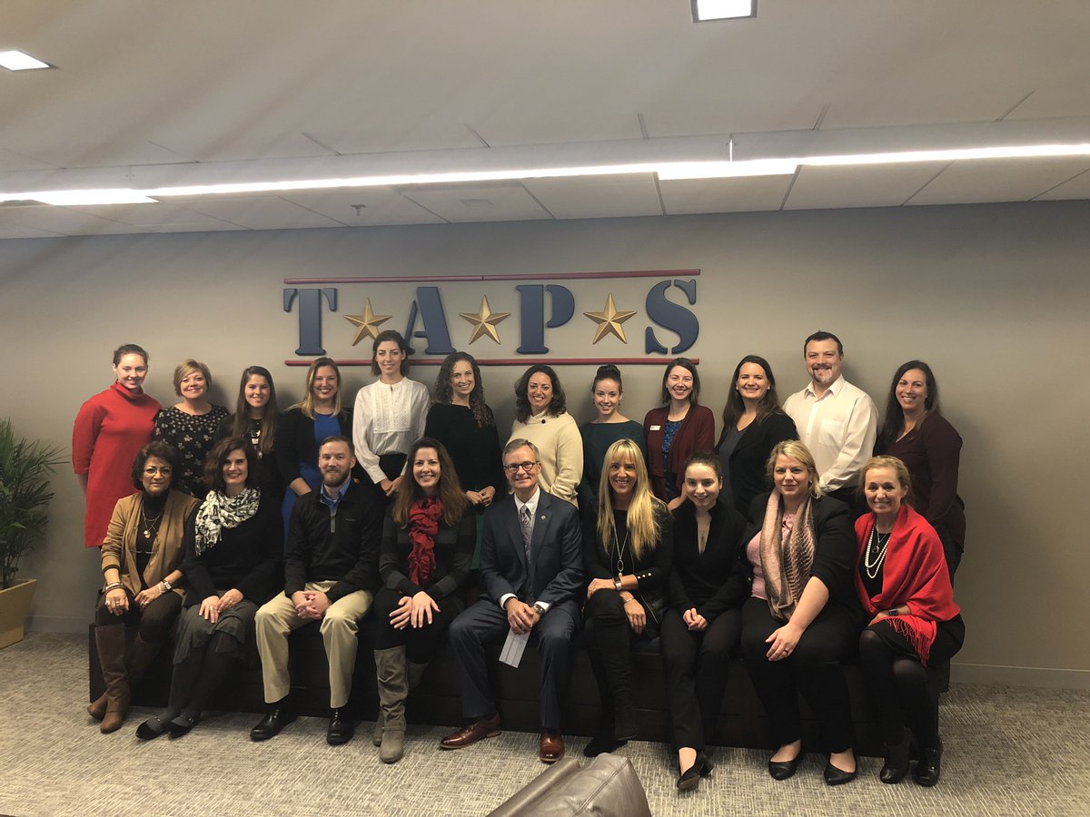 TAPSorg's tweet photo. It was an honor to welcome @MilitaryBanks to TAPS HQ this week. Thank you to Steven J. Lepper, President and CEO, and Andia Dinesen, VP Communications and Operations, for spending time with us and for your continued support of TAPS Families! #FriendsofTAPS #TAPSFam https://t.co/6yb2ZXO9aq