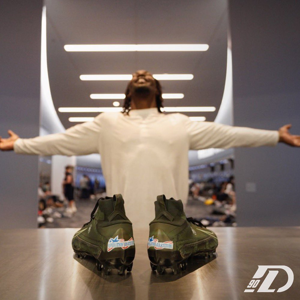 TankLawrence's tweet photo. I got to see first hand the amazing work @OpGratitude does for our veterans, active duty military &amp; first responders. Will be rocking these Sunday &amp; donating them to be auctioned off to support their continued efforts!  🙏🏿#MyCauseMyCleats #OperationGratitude #TankCleats https://t.co/FK9Ns5XH7v