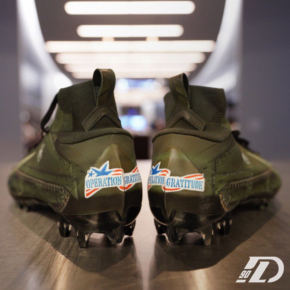 TankLawrence's tweet photo. I got to see first hand the amazing work @OpGratitude does for our veterans, active duty military &amp; first responders. Will be rocking these Sunday &amp; donating them to be auctioned off to support their continued efforts!  🙏🏿#MyCauseMyCleats #OperationGratitude #TankCleats https://t.co/FK9Ns5XH7v
