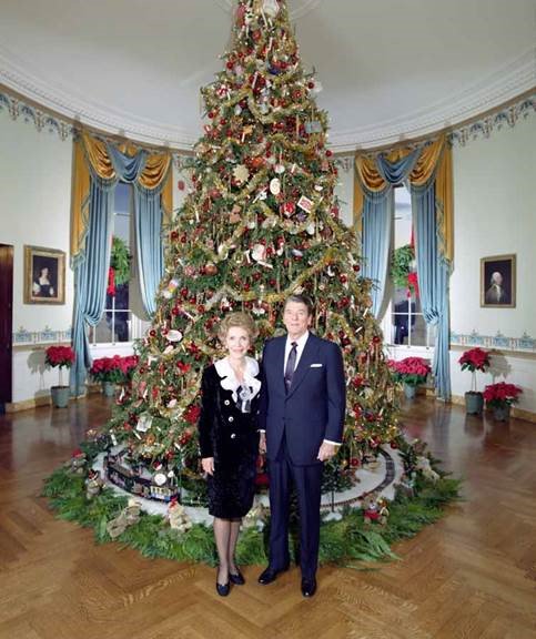 In 1988, First Lady Nancy Reagan's 'old-fashioned' Christmas tree incorporated the decor of past administrations—with a custom-made addition of her own, thanks to White House carpenters. 

See for yourself! 45.wh.gov/S5g1iL