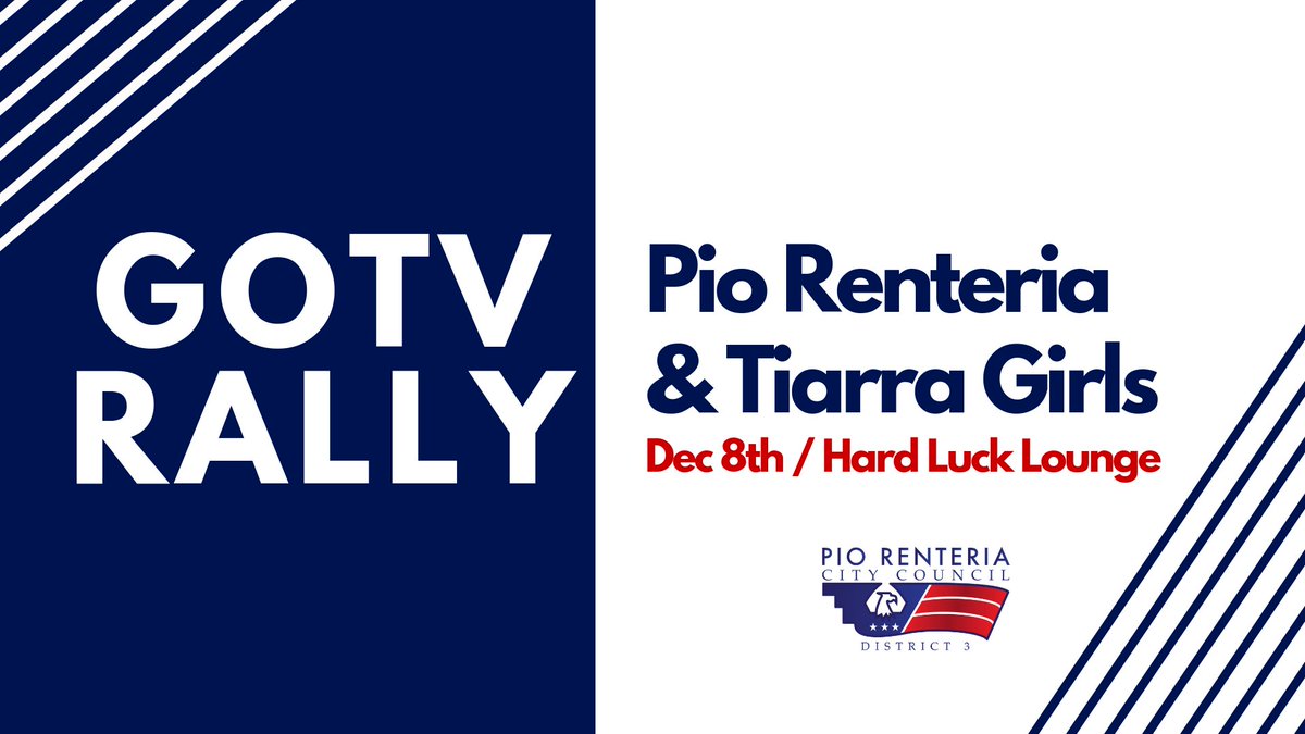 d3forpio's tweet photo. 4 days left to get out the vote which means we're knocking doors &amp; calling every voter in #ATXD3 until then. 

We are also throwing an old school GOTV Rally at the Hard Luck Lounge featuring the @tiarragirls. Get every voter you know &amp; join us! #EastAustin #SouthAustin #KeepPio https://t.co/awCSaKEkOL