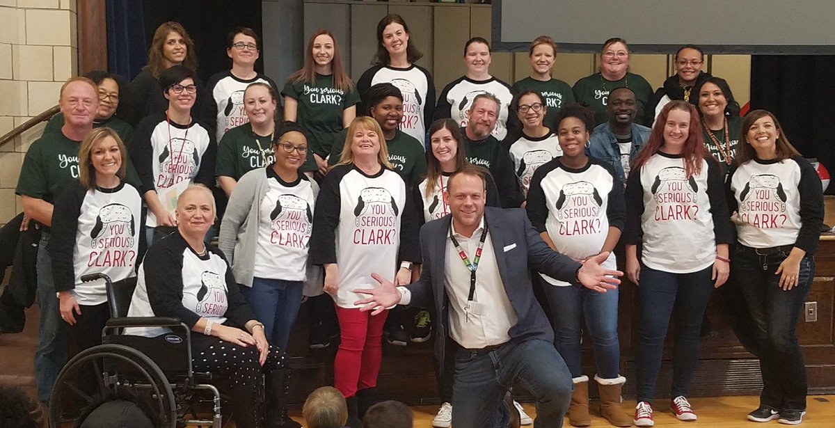 cboyd704's tweet photo. When your principal's name is Mr.Clark... you surprise him with the staff wearing "You serious, Clark?" shirts. #awesomeoftheday #180daysofawesome https://t.co/BIRWRifdwn