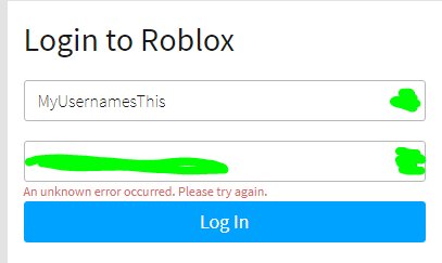 Roblox Login An Unknown Error Occurred