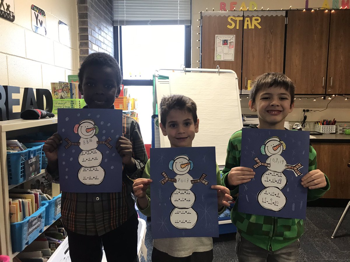 CTteaches's tweet photo. Team 118 made cute snowman fact families today to help them see how addition and subtraction are related! โ๏ธ #BeStevenson #wintermath https://t.co/AvSkXMbLFY
