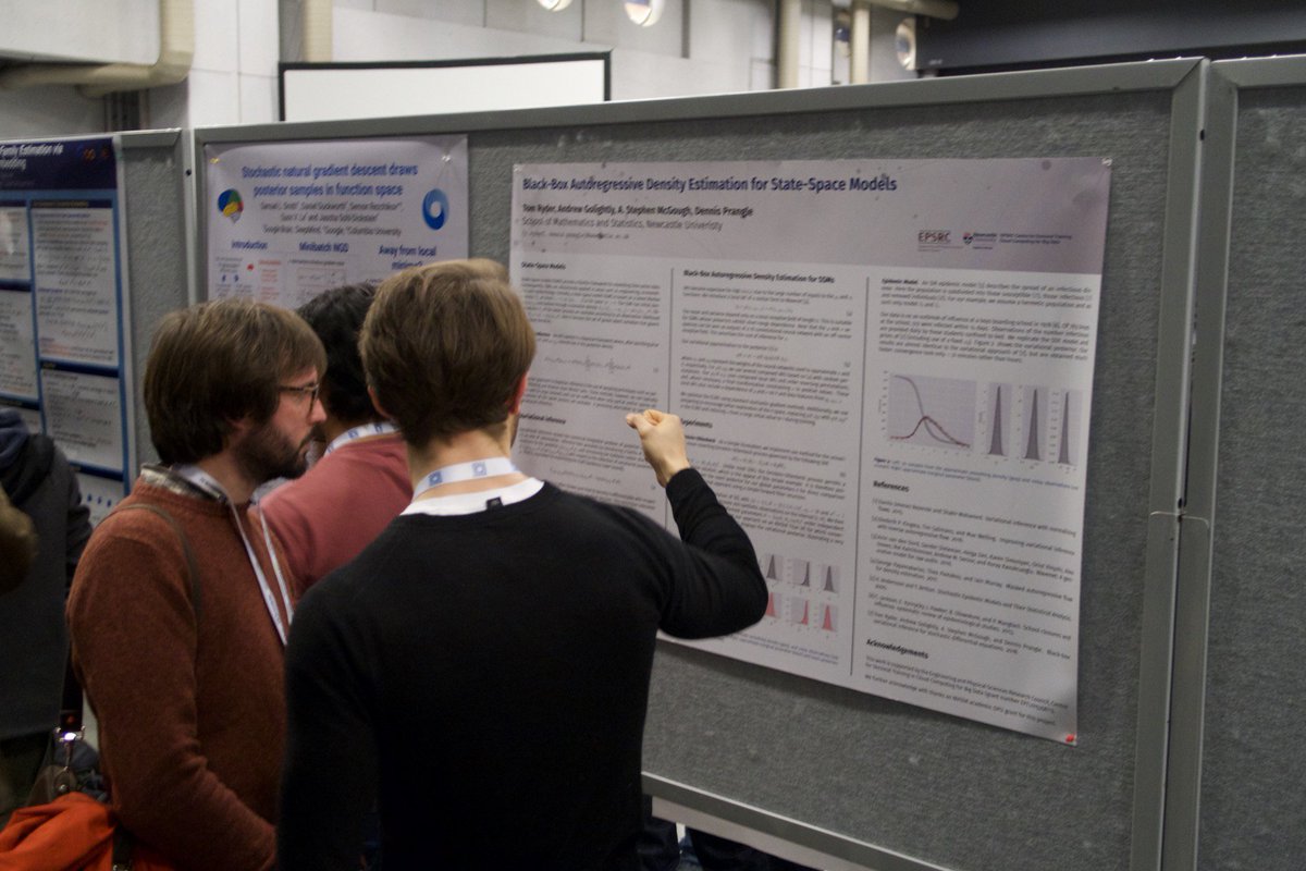 Tom Ryder presenting his work on Black-Box Autoregressive Density Estimation for State-Space Models at NeurIPS 2018