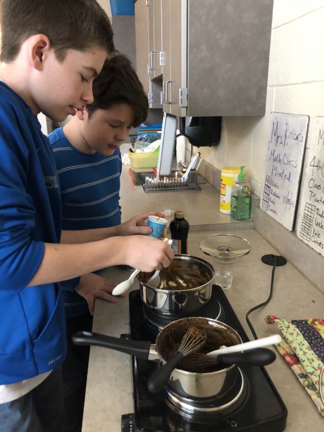 WestmooreK8's tweet photo. Mrs. Patterson’s AIG class tested two recipes for sweet potato butter, brown sugar vs. molasses, for the next all school taste test! The students overwhelmingly voted for brown sugar AND decided the butter would taste best on biscuits. #FoodCorp https://t.co/Ui6aRlm6MJ