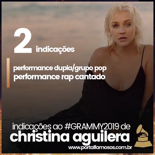 oficialPFBR's tweet image. PEGA A RAINHA DO RAP!

@xtina conquistou duas indicações ao #Grammys, uma delas ao lado de @ddlovato com o single #FallInLine. 

Christina também recebeu uma indicação em categoria de rappers com #LikeIDo.