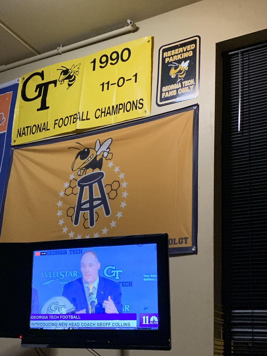 wagescarroll82's tweet photo. Watching your press conference with 8 other guys right now. Unanimous in saying that we are pumped to have you on the flats. Ok cool, sting em @CoachCollins #GoJackets #TechIsBack https://t.co/Xvod8ghs19