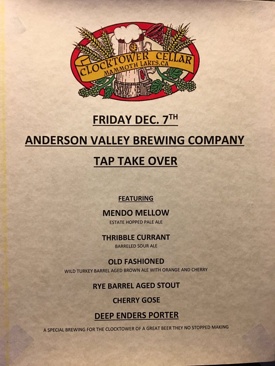 JordanAVBC's tweet image. If you came up for the snow @MammothMountain stop in at The Clocktower Cellar for an exclusive pint of @avbc Deep Enders Porter among other fancy #barrelaged #beer !