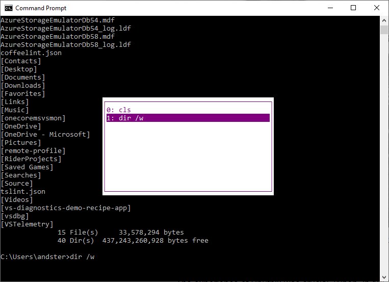 AndySterland's tweet image. *mind blown* F7 in cmd pops up an inline list of all the previous commands you&apos;ve executed. Omg, I&apos;ve used cmd for *decades* and never knew that!