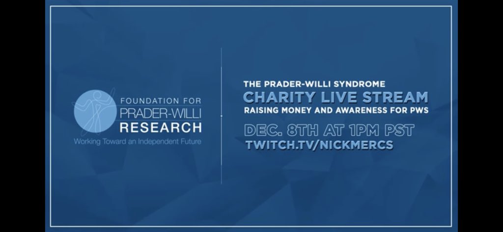RICKMAGAMING's tweet photo. If you haven’t done so, go check out the Charity Project Video. Thank you @NICKMERCS for sharing this and bringing awareness to Prader Willi Research. https://t.co/203gcvfR9F #MFAM #PraderWilliResearch #MFAMProject https://t.co/Rg0gAl42Gt