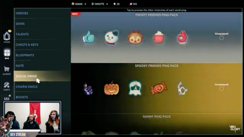 angom_dinesh's tweet image. New @vainglory social ping and hats 3.9  #devStreams