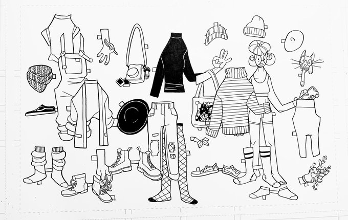 Line art for the cover of an outfit of the day zine I'm working on!! #ootd #fashion #illustration 