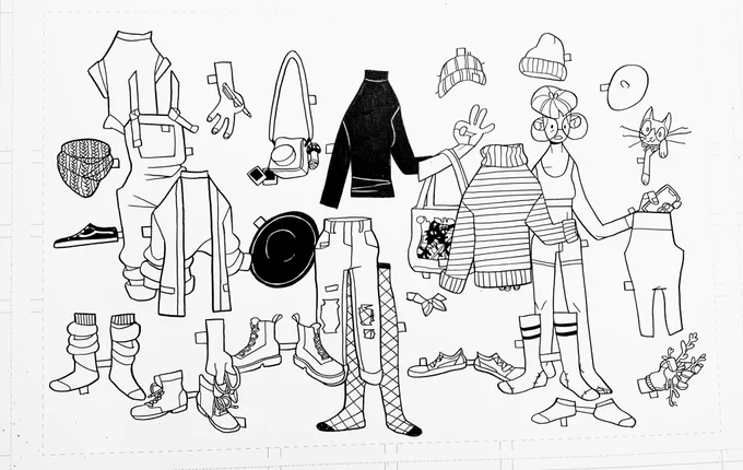 Line art for the cover of an outfit of the day zine I'm working on!! #ootd #fashion #illustration 