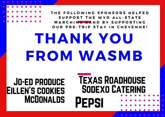 WyoBand's tweet photo. Huge thanks to our corporate sponsors that supported our pre-trip stay in Cheyenne. Thanks for helping make our goals a reality. #wyoband #phillyparade https://t.co/b7HOpUUPCD